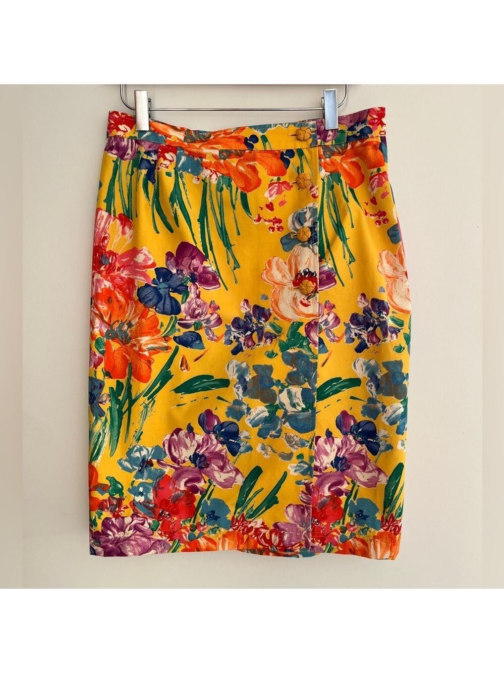 UNGARO Parallele Paris Vintage Wrap Skirt Colourful Floral Cotton Designer 80's